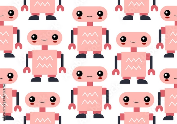 Obraz Seamless baby pattern with robot, nursery digital paper.
