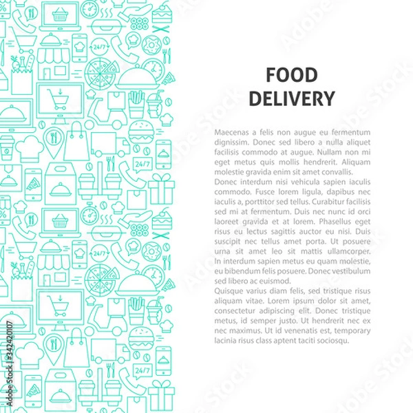 Obraz Food Delivery Line Pattern Concept