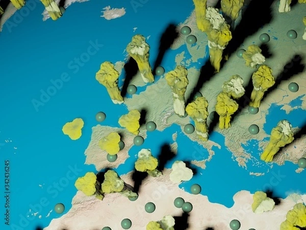 Fototapeta Digital image corona virus on planet Earth by countries