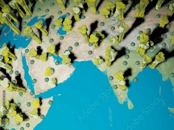 Fototapeta Digital image corona virus on planet Earth by countries