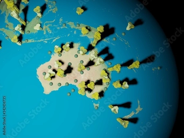 Fototapeta Digital image corona virus on planet Earth by countries
