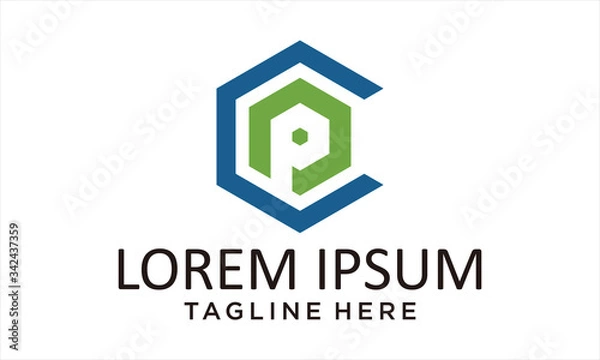 Obraz COMBINATION LOGO FROM LETTER CP OR PC HEXAGON LOGO DESIGN CONCEPT