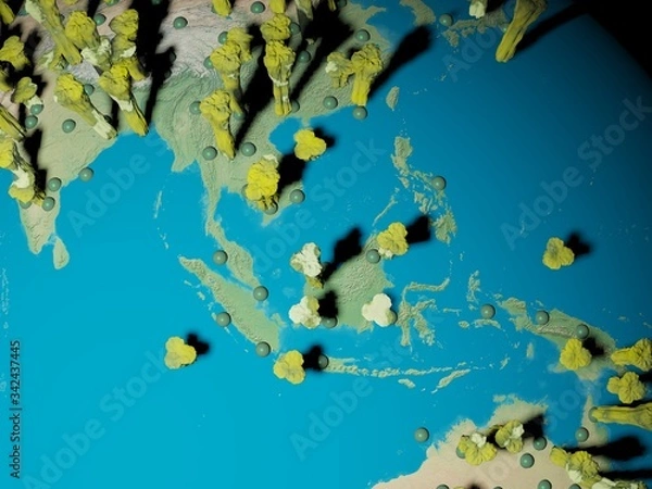 Fototapeta Digital image corona virus on planet Earth by countries