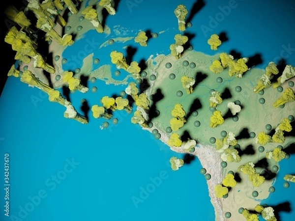 Fototapeta Digital image corona virus on planet Earth by countries