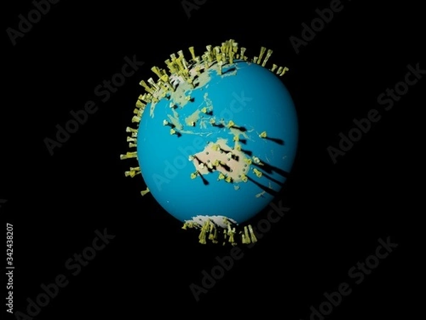 Fototapeta Digital image corona virus on planet Earth by continents