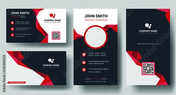 Fototapeta Set dark cards in a modern vector design