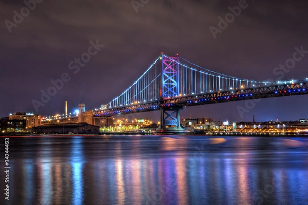 Fototapeta Benjamin Franklin Bridge at Night