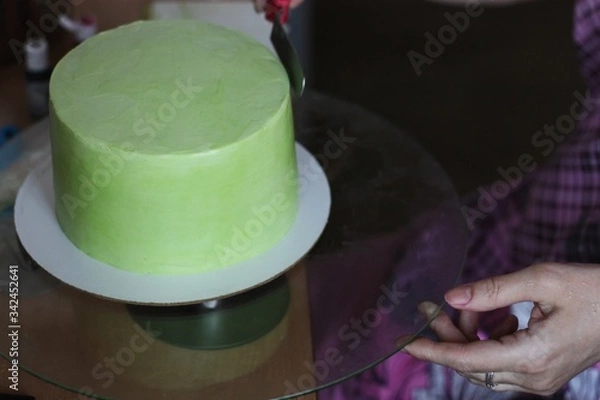 Obraz Cake in the process of cooking macro 