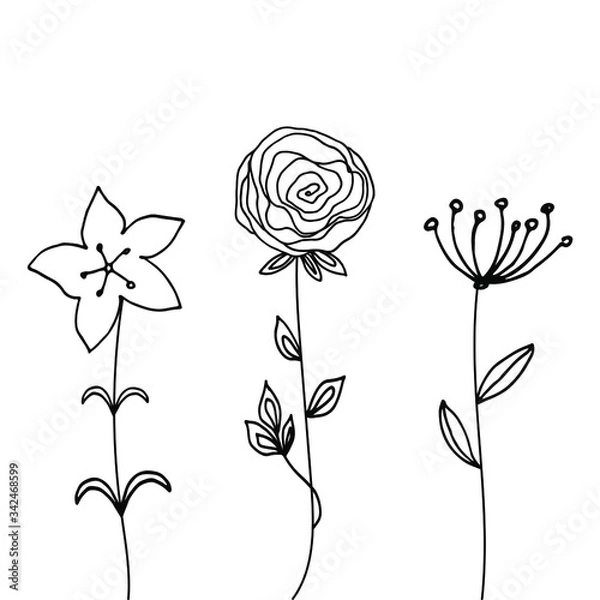 Obraz Doodle style flowers. They create the mood of the holiday and spring. Suitable for decorating postcards.
