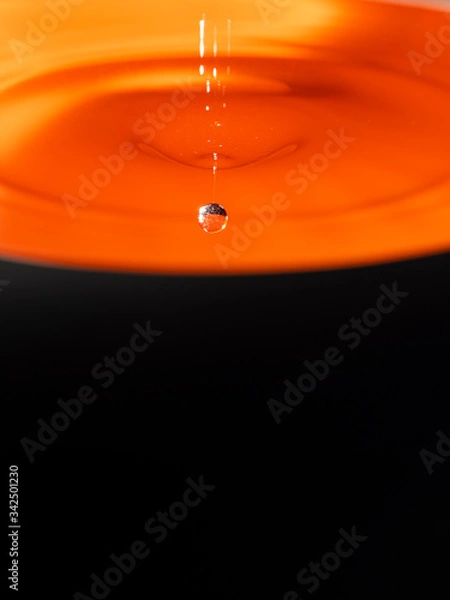 Obraz Orange water drop with black background