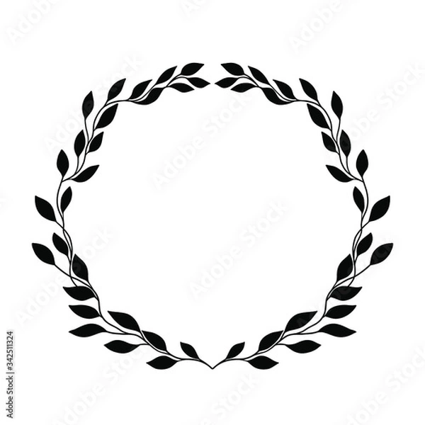 Fototapeta Black laurel wreath. Vector monogram frame. Vine leaf floral ornament for cards and invitations. 