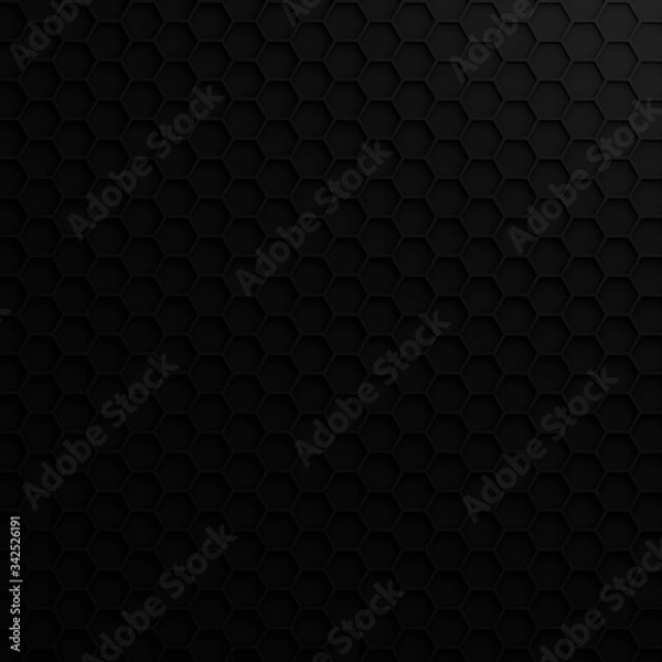 Fototapeta 3D render - geometric hexagonal modern background, gray, black
