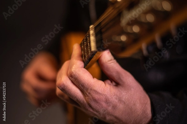 Obraz close up performer plays classical mandolin