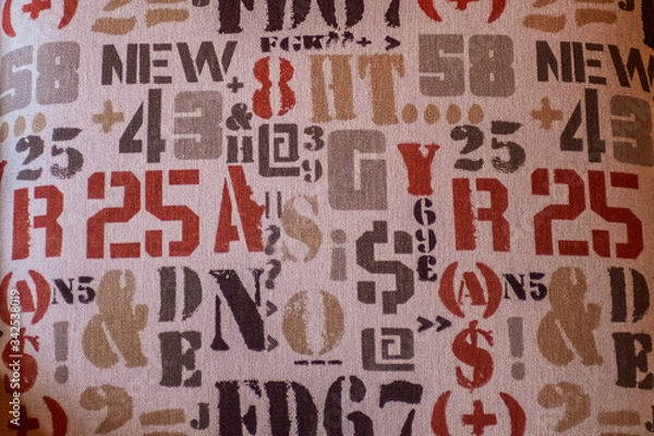 Fototapeta Number and letter fabric texture background