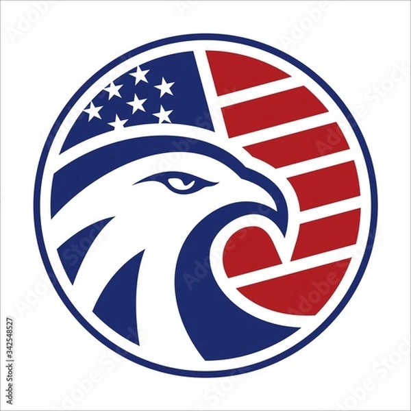 Obraz Eagle Head circle american flag logo vector
