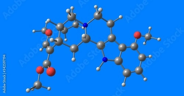 Obraz Mitragynine molecular structure isolated on blue