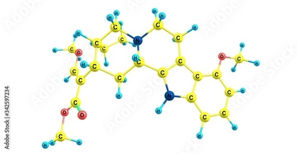Obraz Mitragynine molecular structure isolated on white