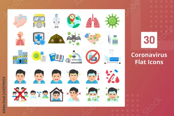 Fototapeta Coronavirus Flat Icons - Prevent The Spreading