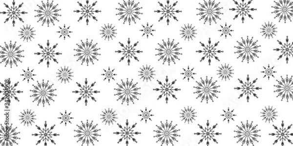 Fototapeta Christmas snowflakes elements ornaments seamless banner greeting card on white background