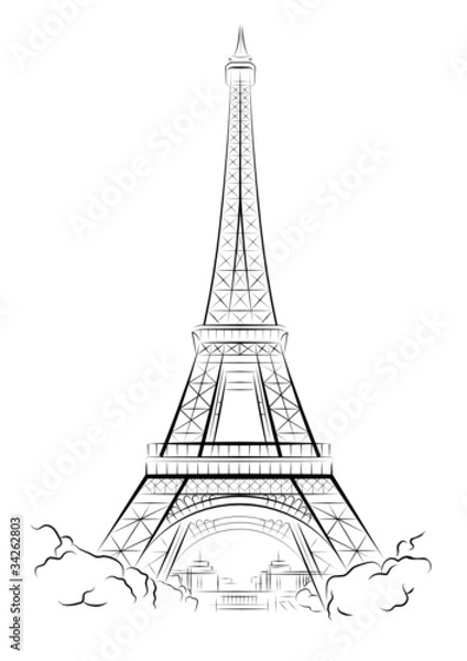 Obraz Vector drawing Eiffel Tower in Paris, France