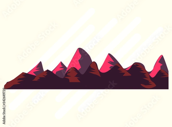 Fototapeta Red color Mountain Range Flat vector icon illustration