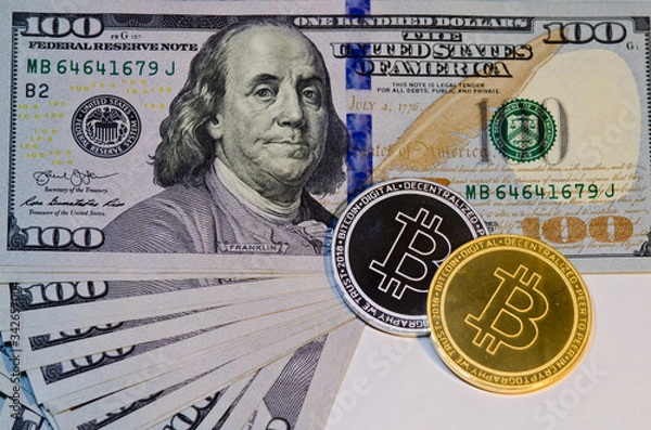 Fototapeta dollar and bitcoin