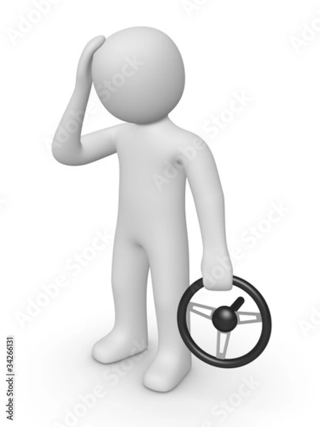 Obraz 3d man with a steering wheel