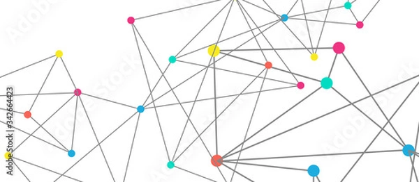 Obraz Line points connections, triangular technology design. Abstract geometric background