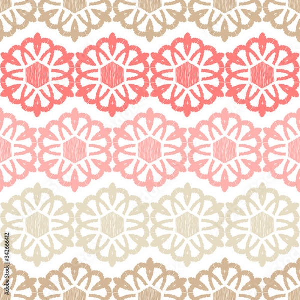 Fototapeta Hexagons. Design with manual hatching. Ethnic boho ornament. Seamless background. Tribal motif. Vector illustration for web design or print.