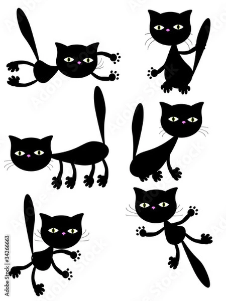 Obraz Vector black cats.