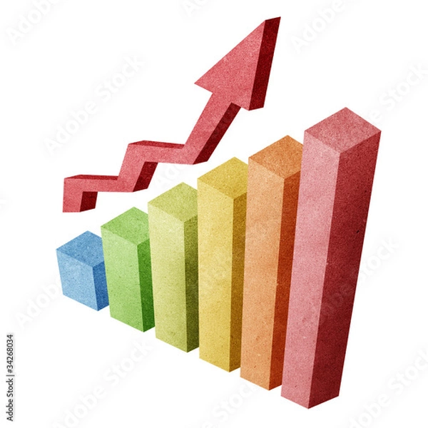 Fototapeta Perspective Graph and arrow  recycled paper