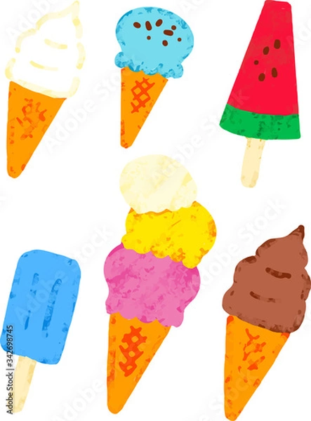 Fototapeta アイスアイコンセット　クレヨン