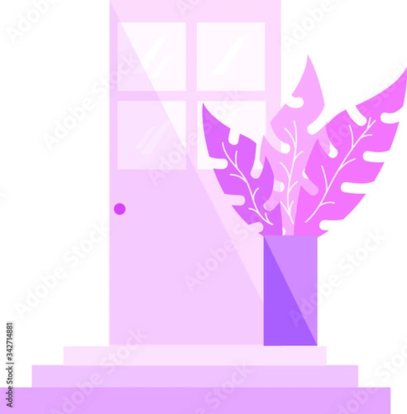 Fototapeta DOOR & leaf Minimal style Flat vector icon Illustration