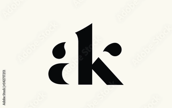 Fototapeta ak or ka and a, k Lowercase Letter Initial Logo Design, Vector Template