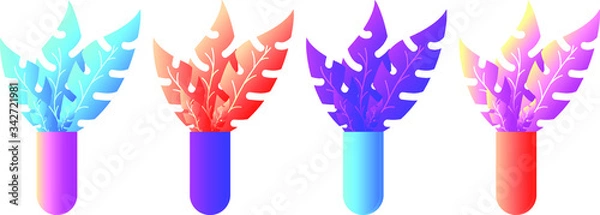 Fototapeta Colorful potted Plant and Leave Illustration Minimal flat style vector illustration with Gradient color