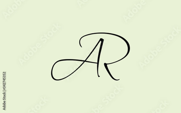 Fototapeta AR or RA and A, R Uppercase Cursive Letter Initial Logo Design, Vector Template