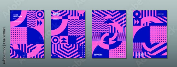 Obraz Vintage retro design vector covers set. Swiss style geometric compositions for book covers, posters, flyers, magazines, business annual reports