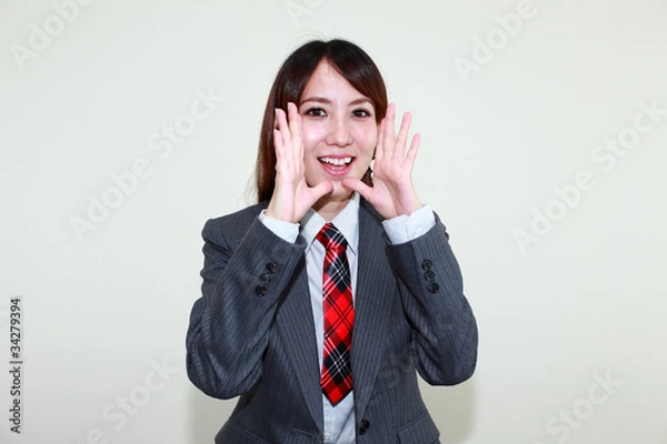 Obraz 声援を送る笑顔のオフィスレディー