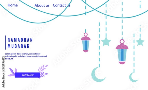 Obraz template special ramadan with lantern islamic