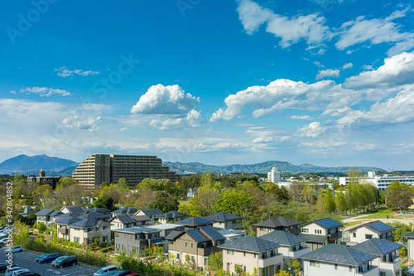 Fototapeta 青空と雲と住宅街