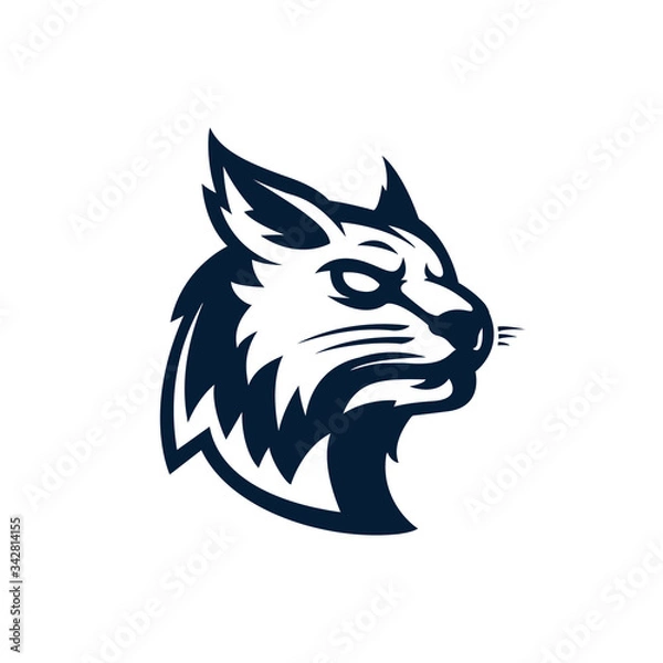 Obraz Cat head logo.Wild cat emblem design