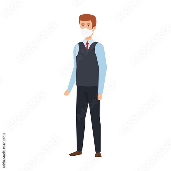 Fototapeta businessman using face mask isolated icon vector illustration design