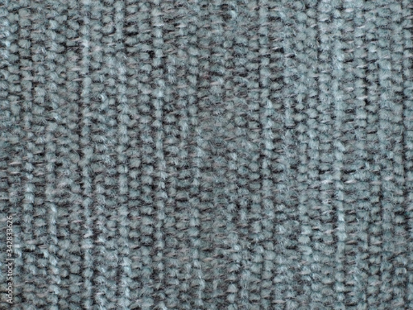 Fototapeta Gray hairy fabric with stripes and visible texture. background or texture, closeup.