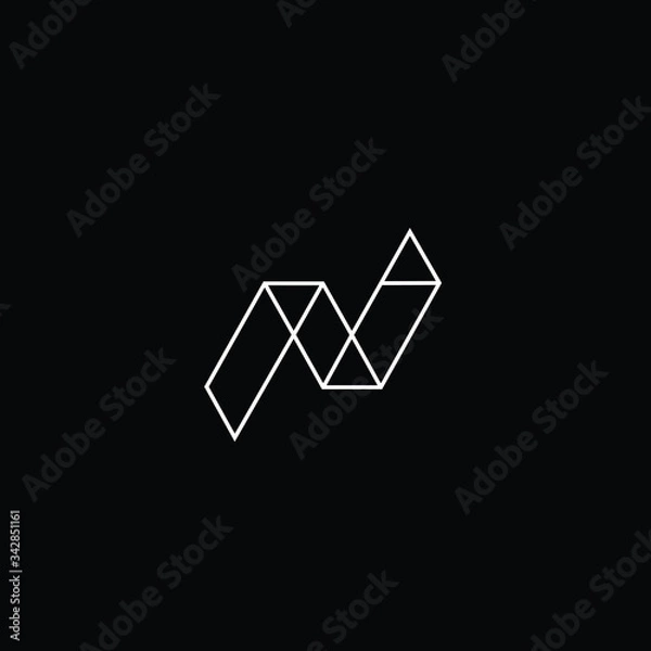 Fototapeta Minimal elegant monogram art logo. Outstanding professional trendy awesome artistic N NN NV VN initial based Alphabet icon logo. Premium Business logo White color on black background