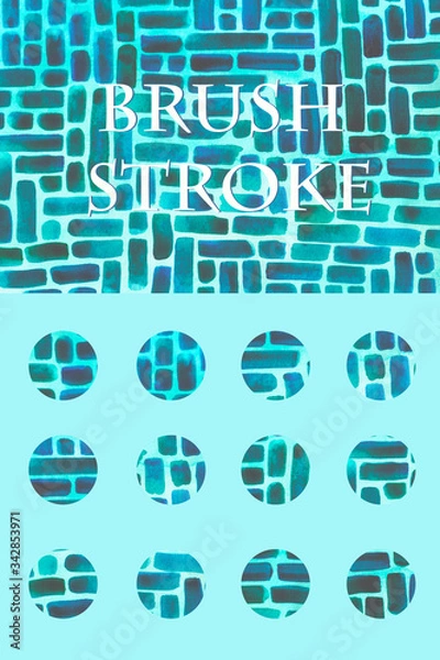 Obraz Several watercolor frames in the form of brushstrokes of emerald and blue color. Circle frames can be used for icons of eternal stories, decorations, highlights, etc.
