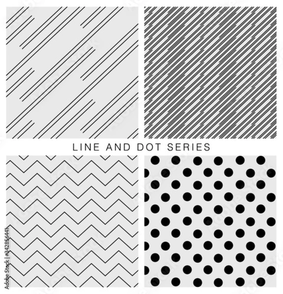Obraz Vector set of four patterns. Modern stylish texture. Repeating geometric tiles with dots.