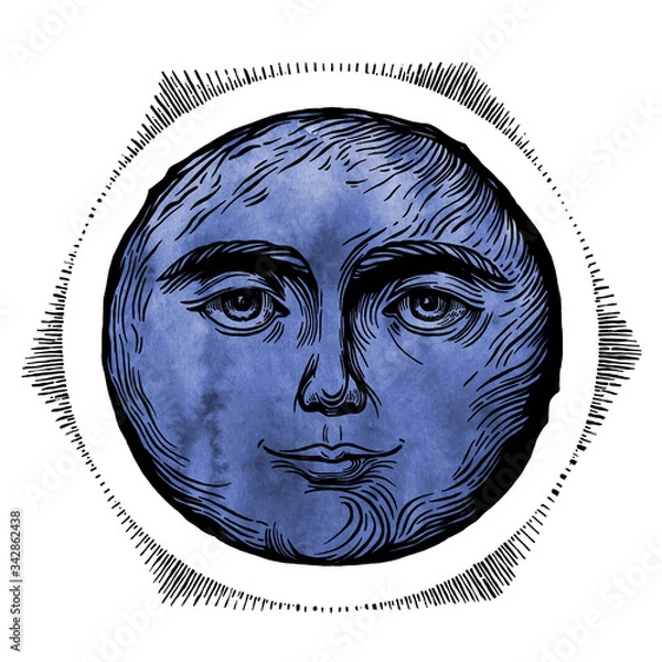 Obraz moon graphic on watercolor isolated on white background