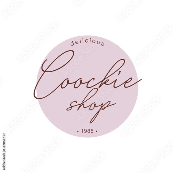 Obraz Cookie shop logo. Handwritten logo. Isolated on white background.