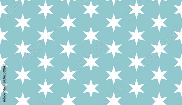 Fototapeta Seamless denim blue and white vintage magic hexagonal stars textile geometric pattern vector
