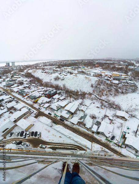 Obraz top view on buildings, winter 
